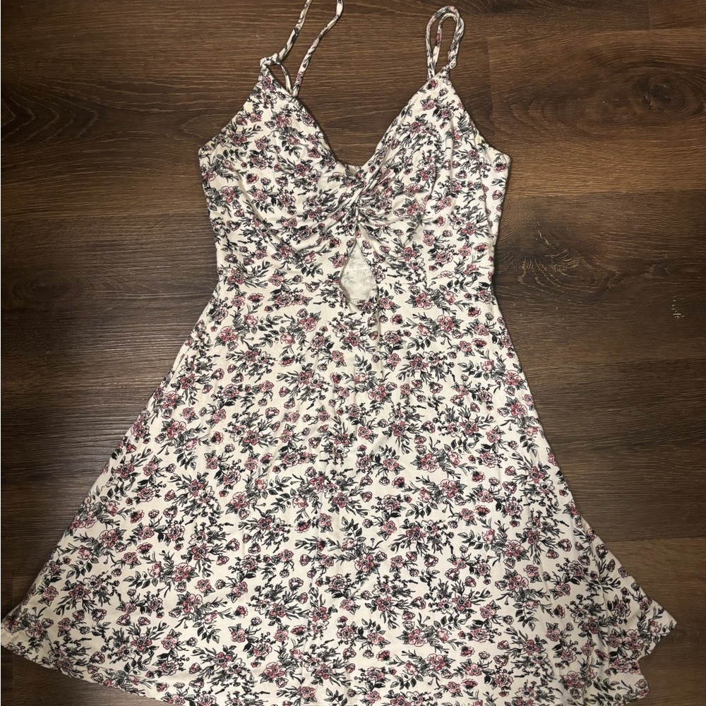 Garage Cream and Pink Floral Mini Dress